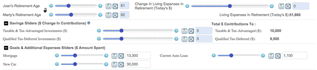 Scenario Sliders in WealthTrace