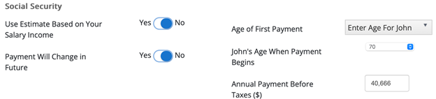 Social Security Assumptions in the WealthTrace Retirement Planner