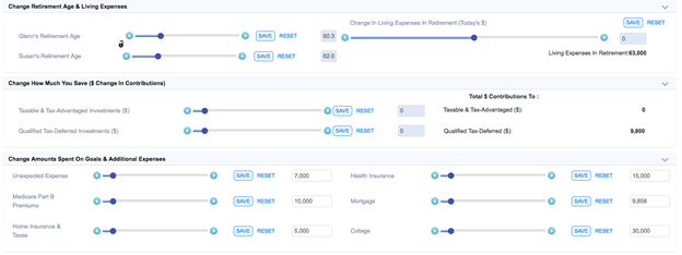 WealthTrace Changing Retirement Assumptions Easily